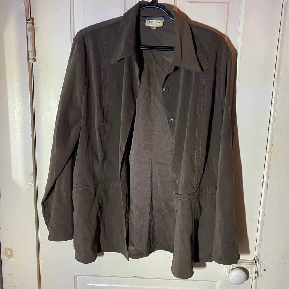 Faux Suede button up blouse